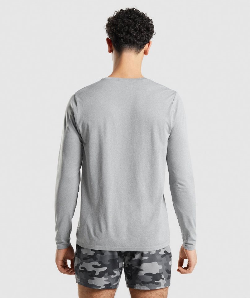 Men's Gymshark Arrival Seamless Long Sleeve T-Shirts Grey | NZ 4ZAEXY